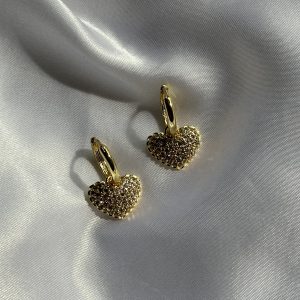 heart earrings with zirconia