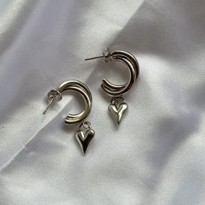 silver heart earrings