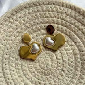 Maxi heart earrings with pearl