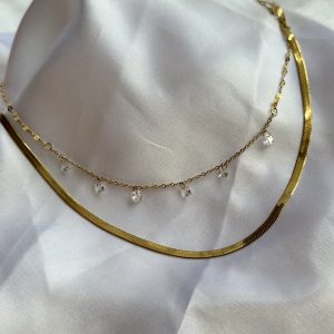 Double mini diamond necklace