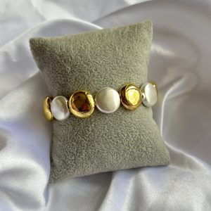white and gold adjustable bracelet